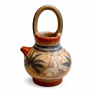 Mexican Folk Art Tonala Style Ceramic Bird Pitcher